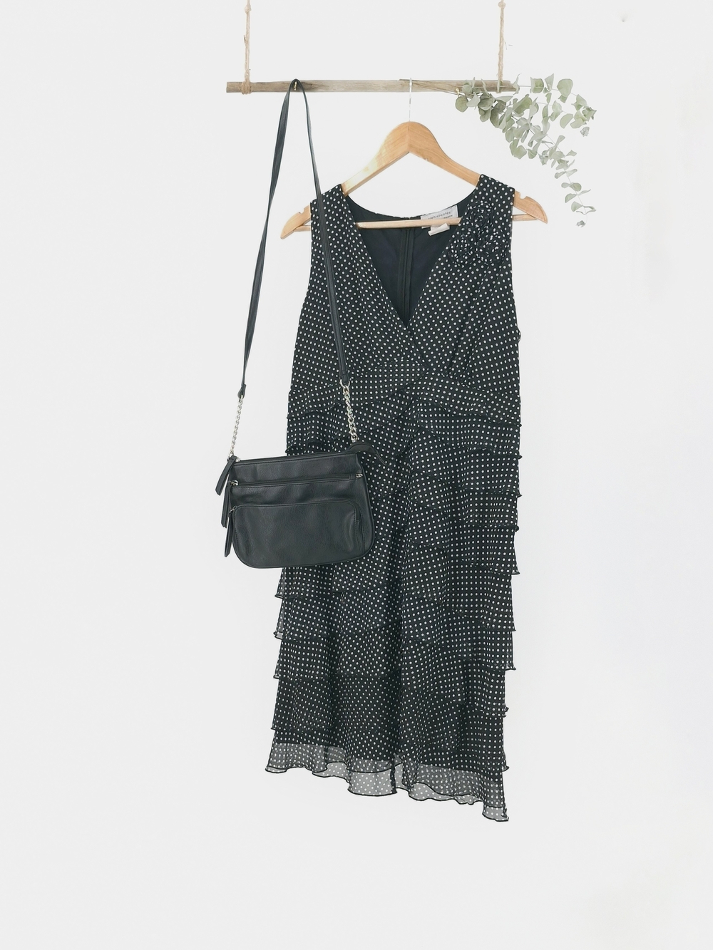 ✨Vintage Sophisticates by Jonathan Martin Polka Dot Tiered Mesh Ruffle Dress-S✨